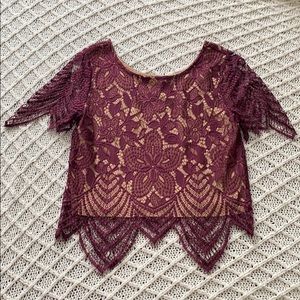 Express Burgundy Lace Top